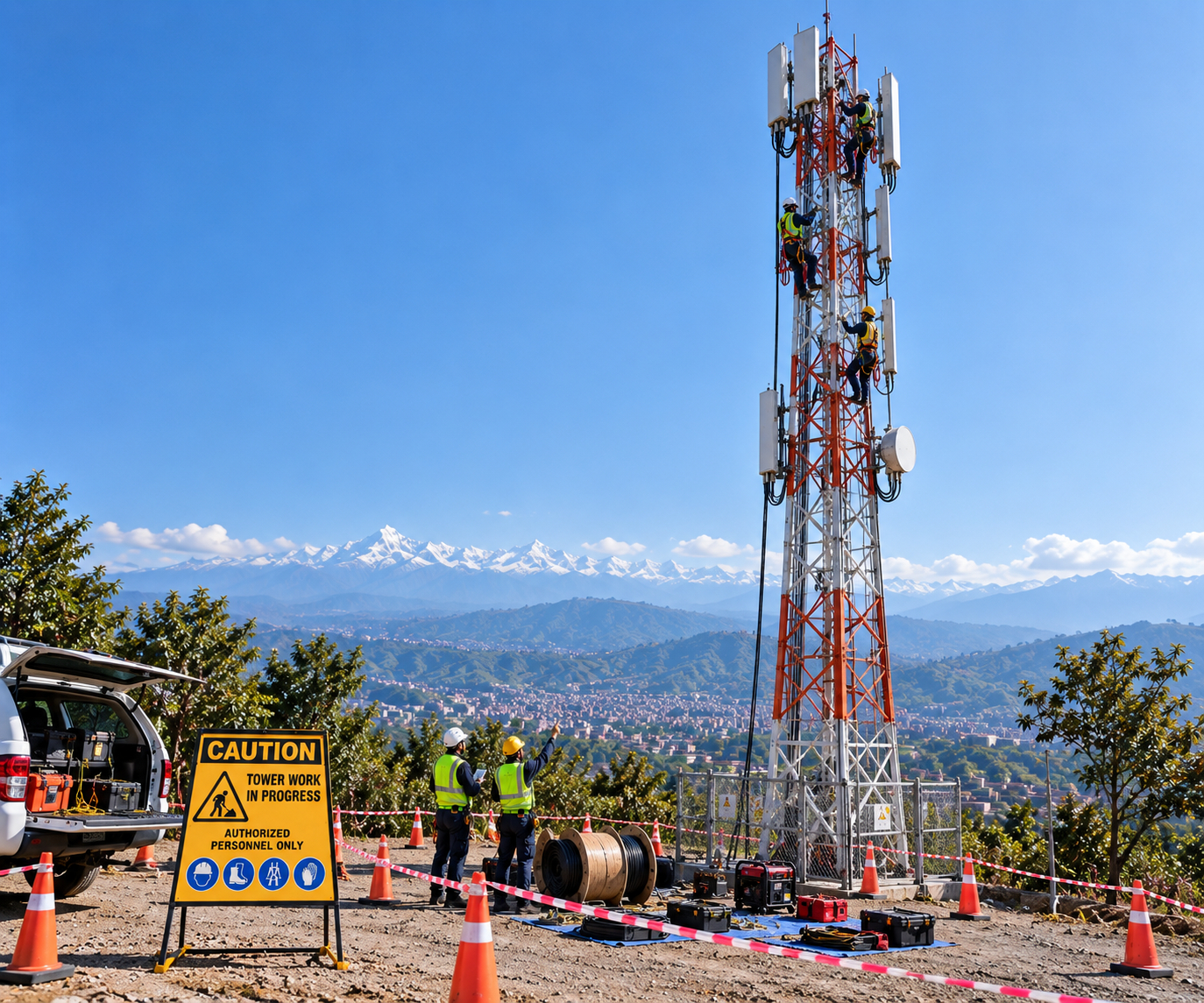 Telecom equipment installation and commissioning at a Nepal site